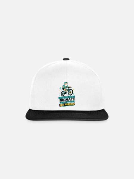 Unterschätze NIEMALS alten Mann mit Fahrrad - Snapback Cap - Weiß/Schwarz