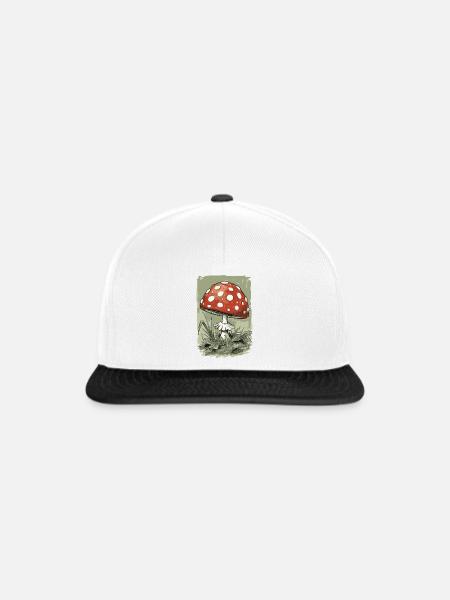 Cartoon Fliegenpilz - Snapback Cap - Weiß/Schwarz