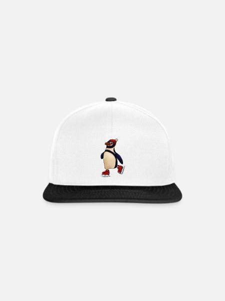 Schlittschuhpinguin - Snapback Cap - Weiß/Schwarz