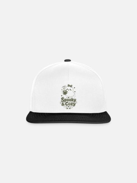 Spooky & Cozy Geisterkaffee - Snapback Cap - Weiß/Schwarz