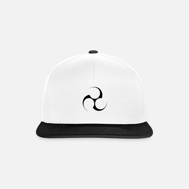 Mitsudomoe Symbol (invertiert) - Snapback Cap - Weiß/Schwarz