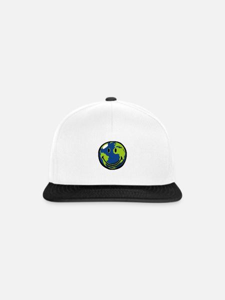 Smiley Earth - Snapback Cap - Weiß/Schwarz