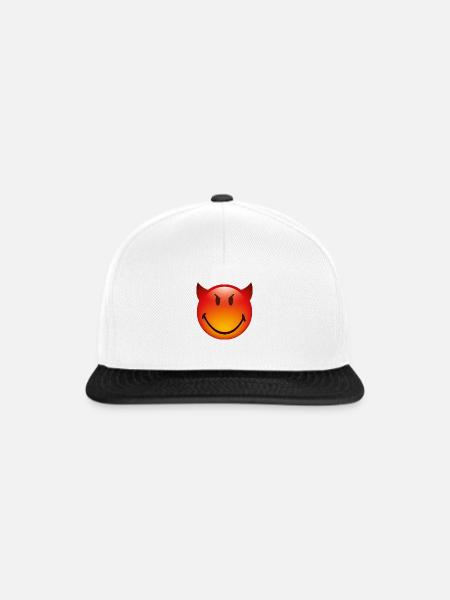 Smiley Glossy Devil - Snapback Cap - Weiß/Schwarz