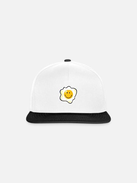 Smiley Fried Egg - Snapback Cap - Weiß/Schwarz