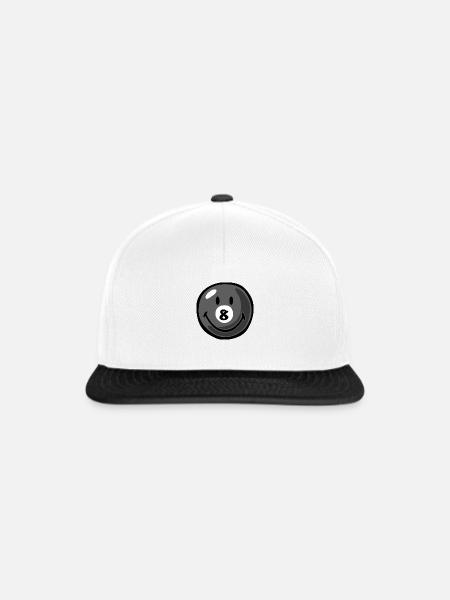 Smiley Pool Ball 8 - Snapback Cap - Weiß/Schwarz