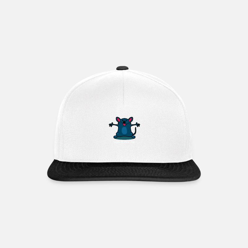 Maus Tier Geschenkidee - Snapback Cap - Weiß/Schwarz