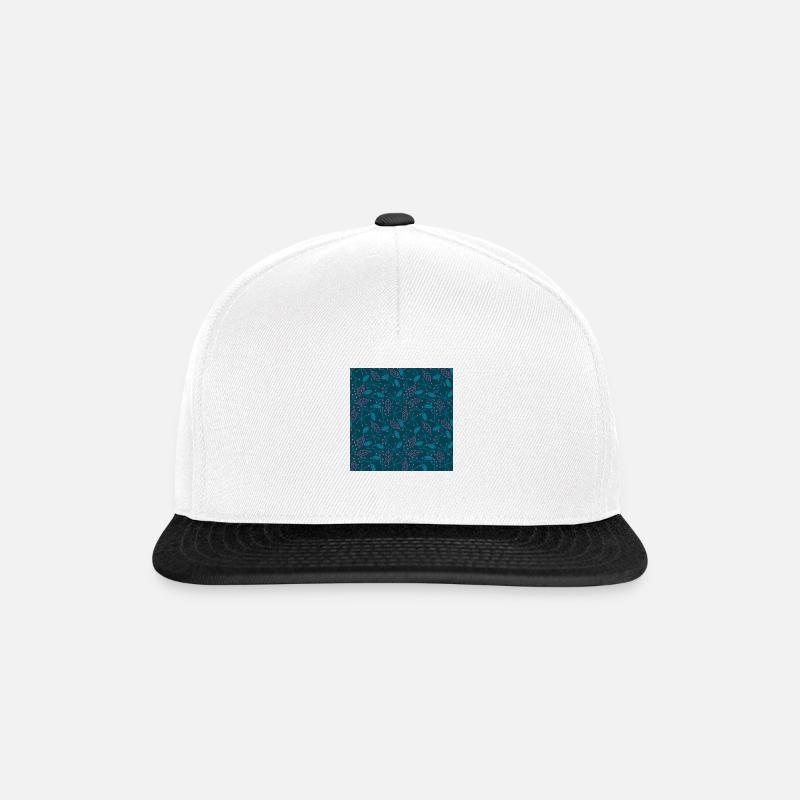 Leaves floral pattern pattern dark blue turquoise - Snapback Cap - white/black