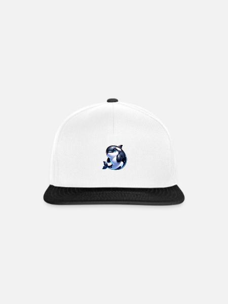 Orca Wal - Snapback Cap - Weiß/Schwarz
