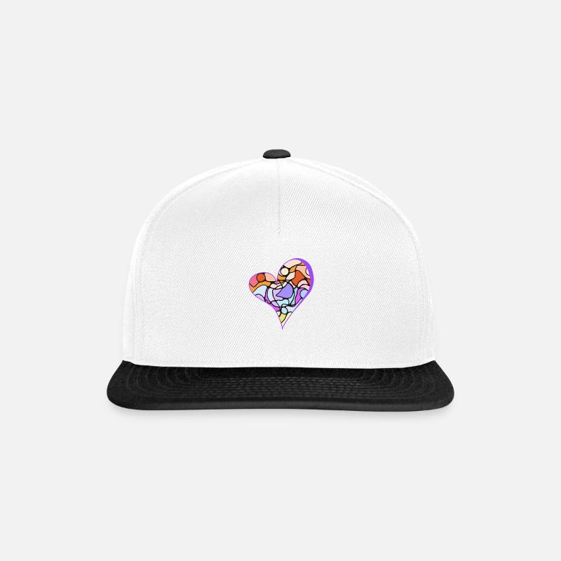 Buntes Herz - Snapback Cap - Weiß/Schwarz