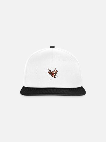 Süsses Rentier mit roter Nase zu Weihnachten - Snapback Cap - Weiß/Schwarz