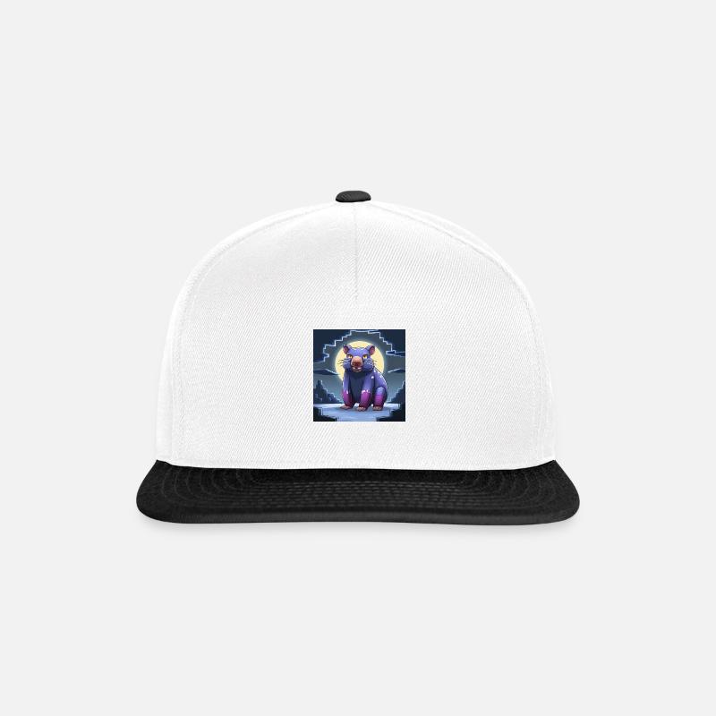 WombatCraft: Der Blockige Buddler - Snapback Cap - Weiß/Schwarz