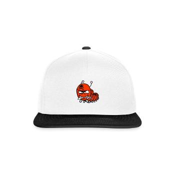 Raupe Böse Piraten Matrose Mütze Lustig Süß Comic - Snapback Cap - Weiß/Schwarz - Vorne