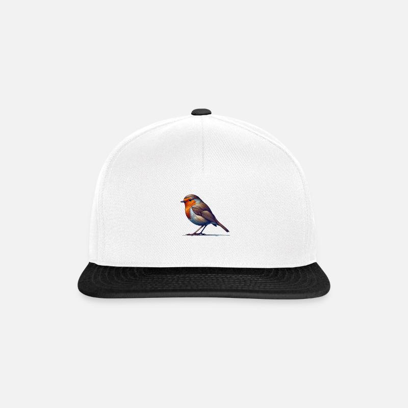 Rotkehlchen - Snapback Cap - Weiß/Schwarz
