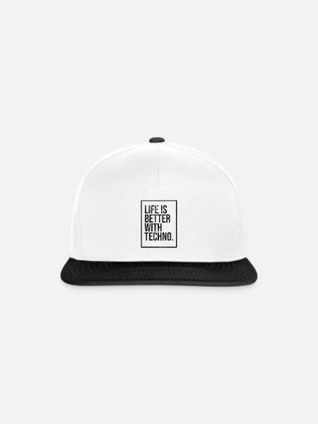 BETTER WITH TECHNO - Snapback Cap - Weiß/Schwarz