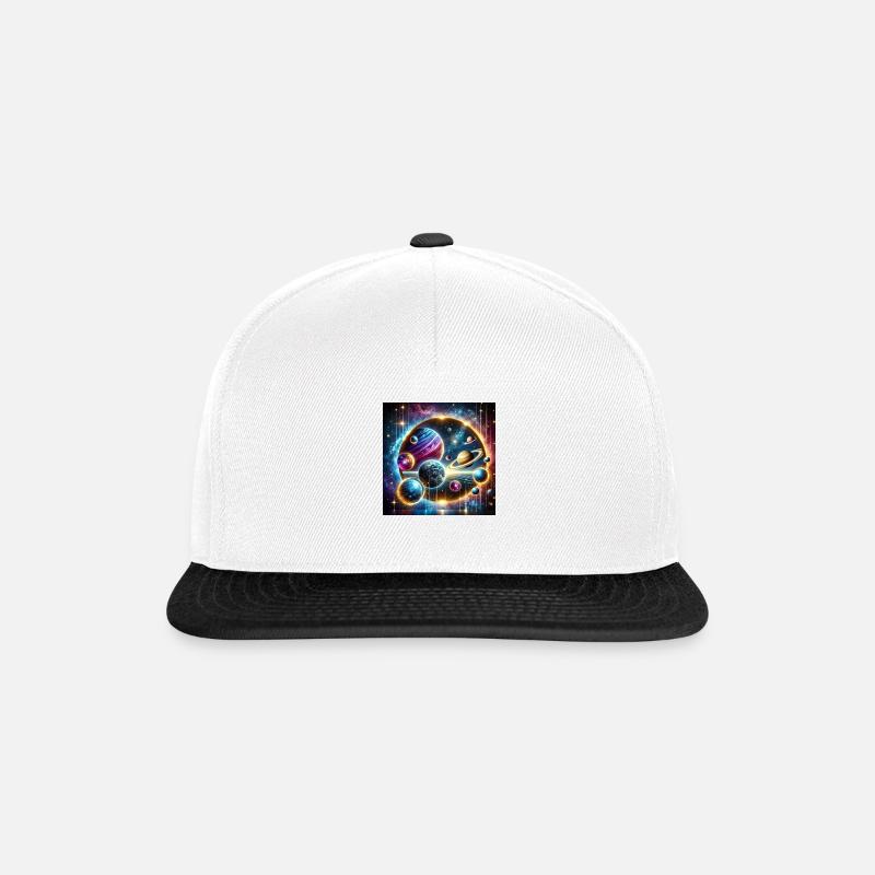Magische Planetensysteme im All - Snapback Cap - Weiß/Schwarz