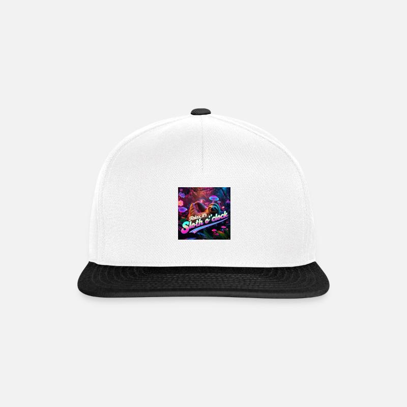 relax it’s sloth oclock - Snapback Cap - white/black
