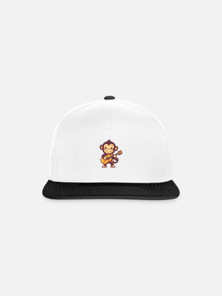 Affe Süß mit Gitarre Gitarrist - Snapback Cap - Weiß/Schwarz
