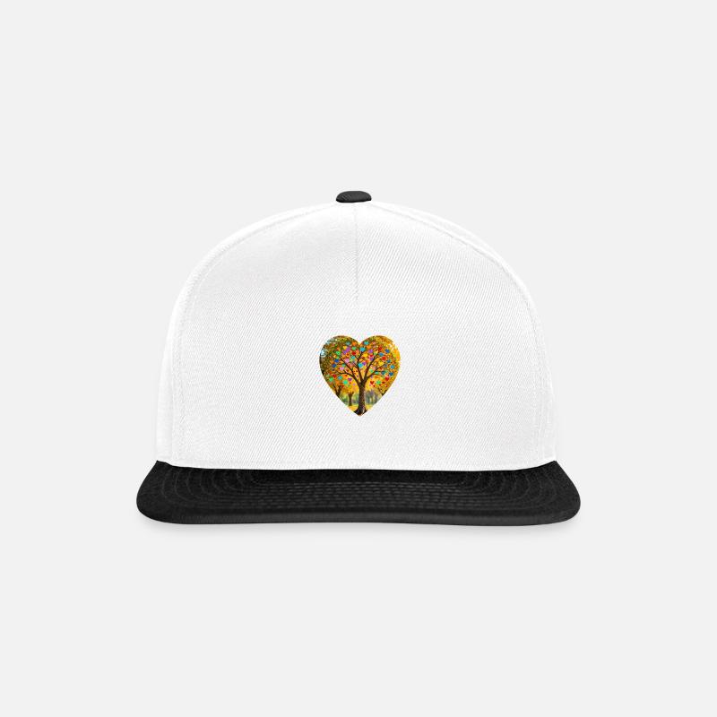 Baum mit Herzblättern - Snapback Cap - Weiß/Schwarz