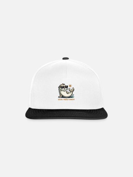 seehund sonnenbrille comic - Snapback Cap - Weiß/Schwarz