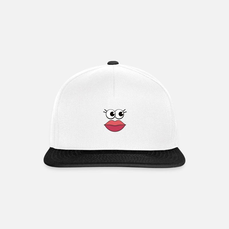 Comic face mit schönen Lippen - Snapback Cap - Weiß/Schwarz
