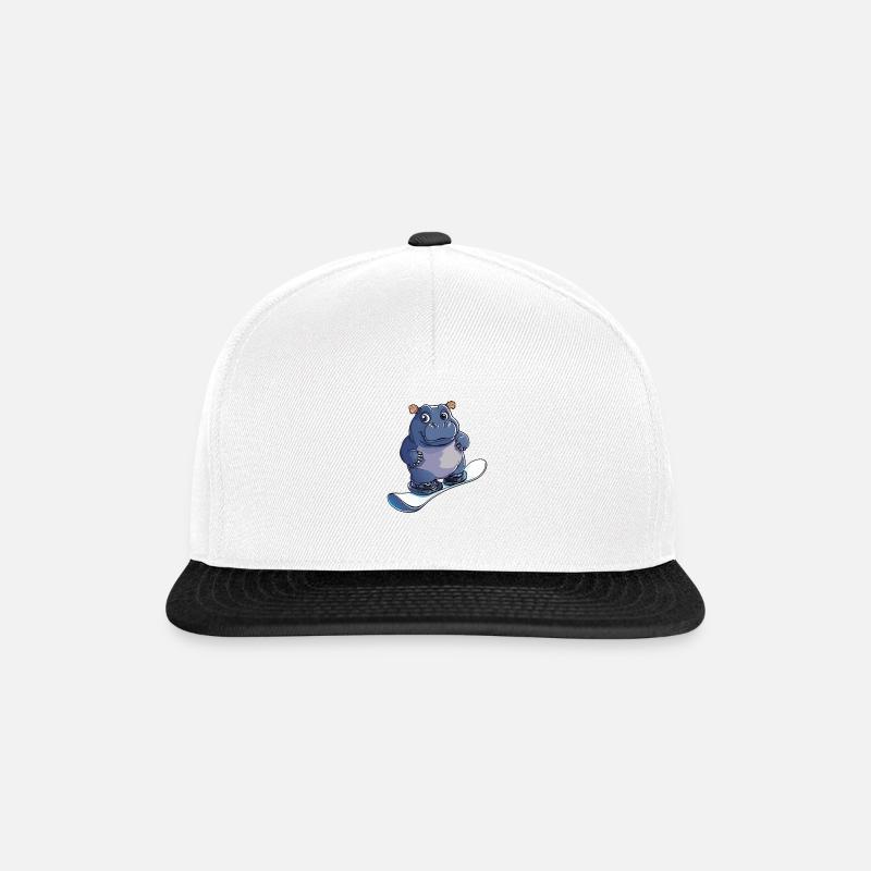 Nilpferde Nilpferd Wintersport Snowboarder - Snapback Cap - Weiß/Schwarz