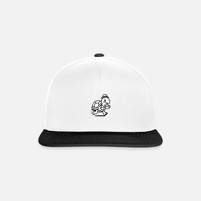Running turtle with stylish hat - Snapback Cap - white/black