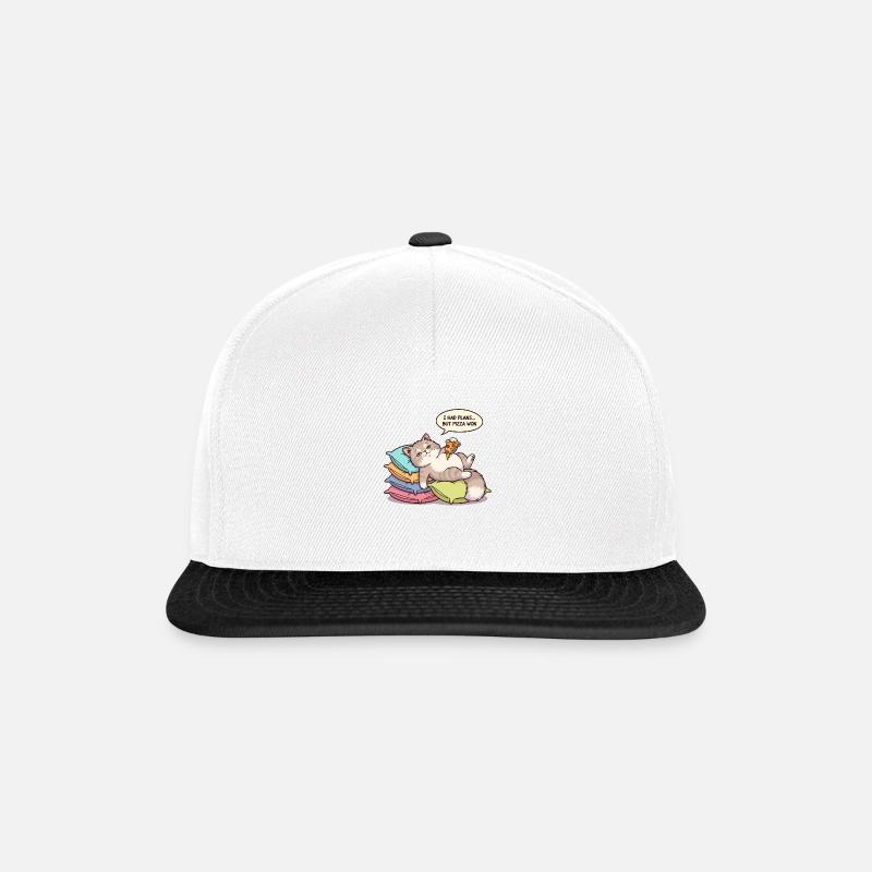 Lazy cat with pizza - Snapback Cap - white/black