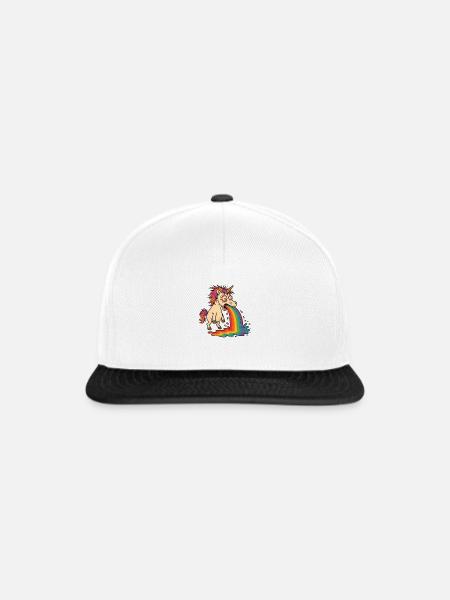 kotzendes Einhorn - Snapback Cap - Weiß/Schwarz