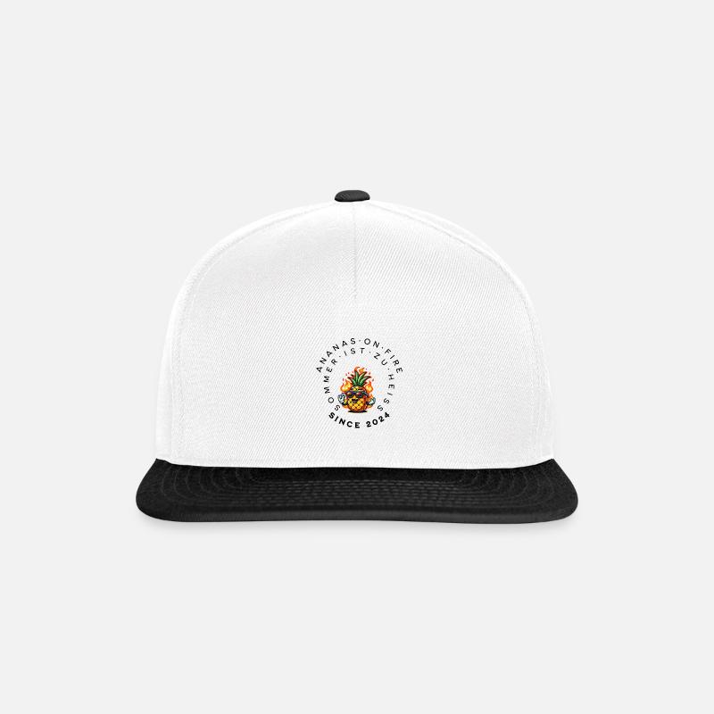 Ananas on fire - Snapback Cap - Weiß/Schwarz