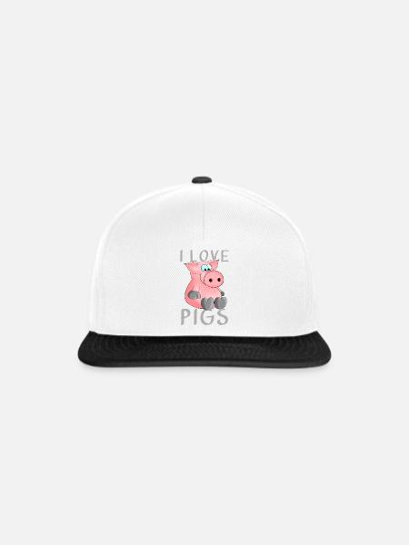 I love pigs Ferkel - Snapback Cap - Weiß/Schwarz