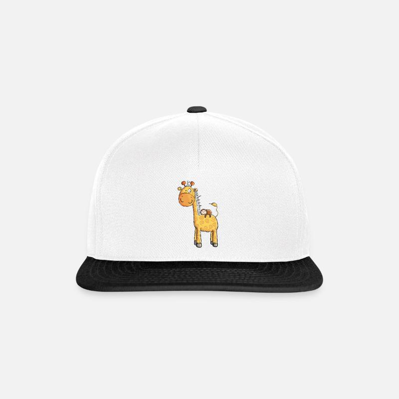 Süße Giraffe mit Faultier I Wildtier Comic - Snapback Cap - Weiß/Schwarz