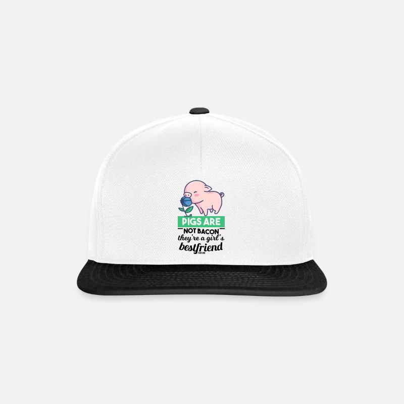 Mädchen Schwein Bauernhof Vegan - Snapback Cap - Weiß/Schwarz
