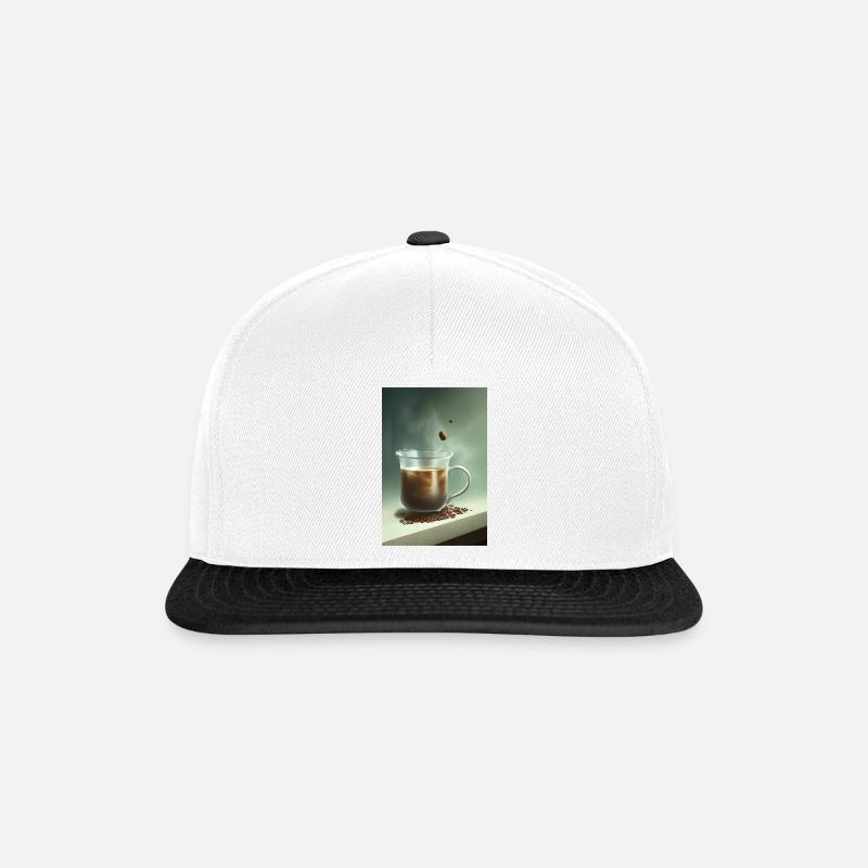 Kaffee, Kaffeebohnen - Snapback Cap - Weiß/Schwarz