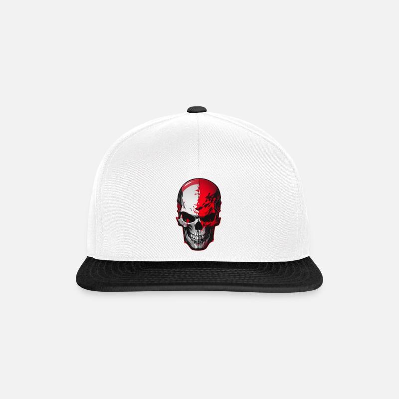 Totenkopf - Snapback Cap - Weiß/Schwarz