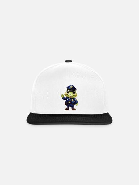 Polizei Frosch - Snapback Cap - Weiß/Schwarz
