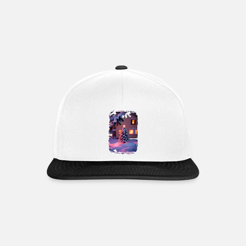 Gemütlicher schneebedeckter Weihnachtsbaum - Snapback Cap - Weiß/Schwarz