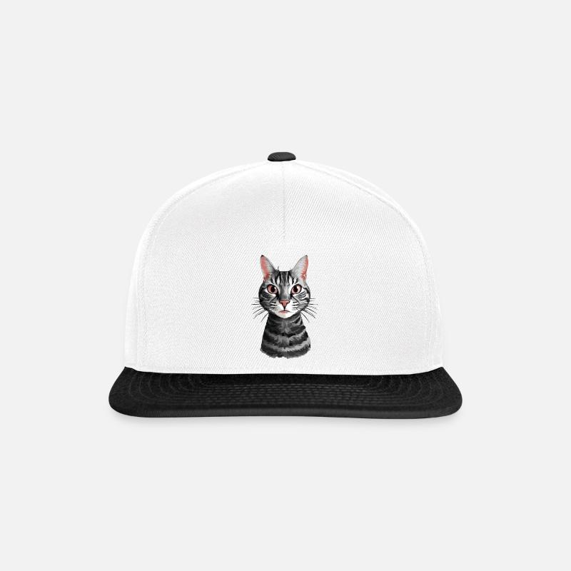 Neugieriger Katzenblick - Snapback Cap - Weiß/Schwarz