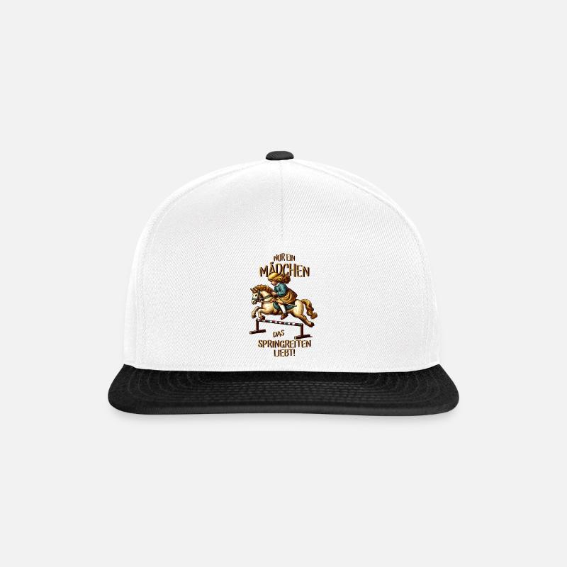 Kinder Springreiten - Snapback Cap - Weiß/Schwarz