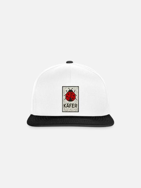 Marienkäfer Linolschnitt Retro-Stil - Snapback Cap - Weiß/Schwarz