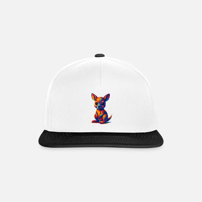 WPAP Polygon Kawaii Style Baby Kangaroo - Snapback Cap - white/black