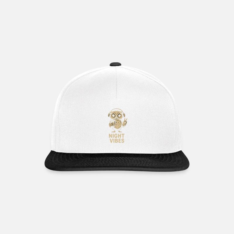 Nachtstimmung Eule mit Kopfhörern - Snapback Cap - Weiß/Schwarz