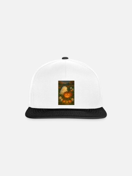 Gemütlicher Halloween Geist Schnitzen Kürbis - Snapback Cap - Weiß/Schwarz