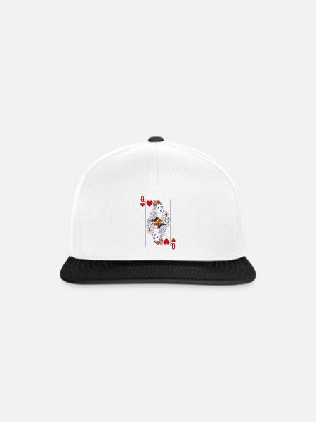 Herzkönigin ♥︎ Spielkarten-Design - Snapback Cap - Weiß/Schwarz