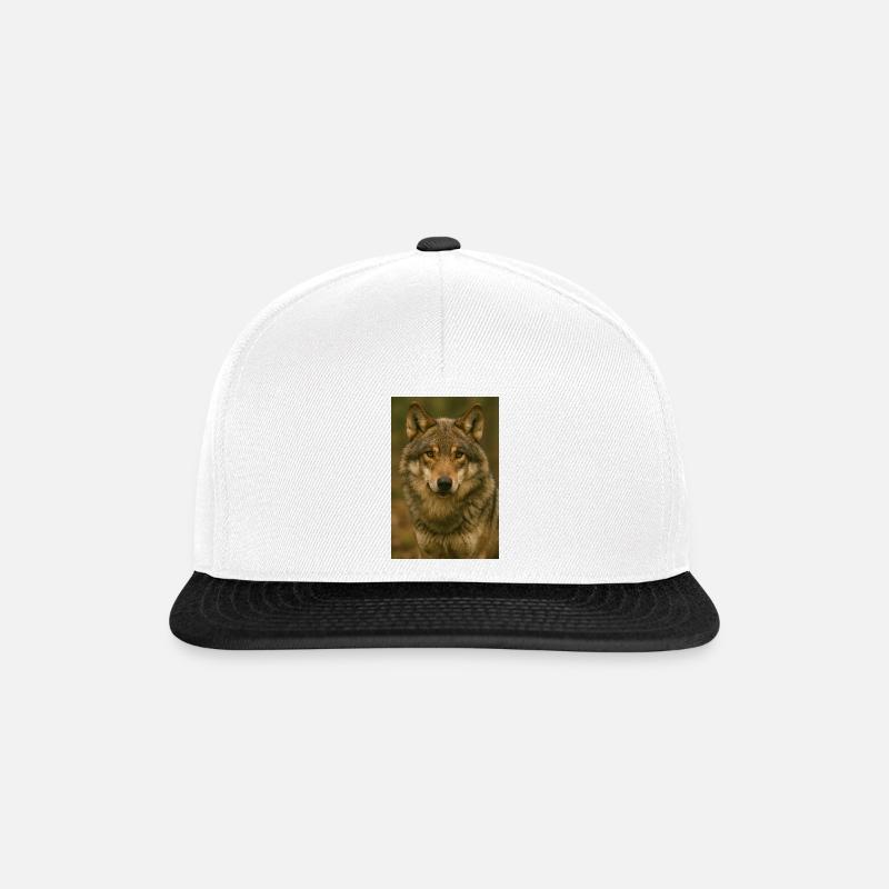 Tier, Wolf - Snapback Cap - Weiß/Schwarz