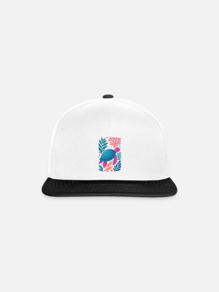 Farbenfrohe Korallen-Schildkröte - Snapback Cap - Weiß/Schwarz
