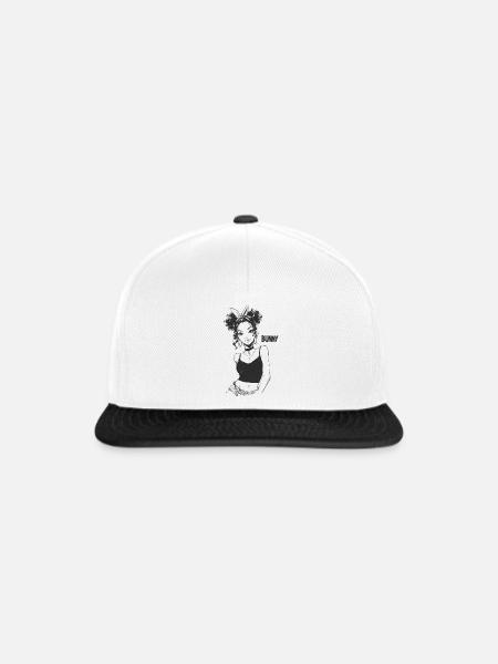 Bunny-Mädchen Strichkunst - Snapback Cap - Weiß/Schwarz