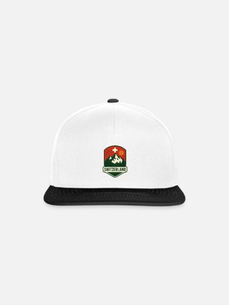 Schweizer Berglandschaft Badge - Snapback Cap - Weiß/Schwarz