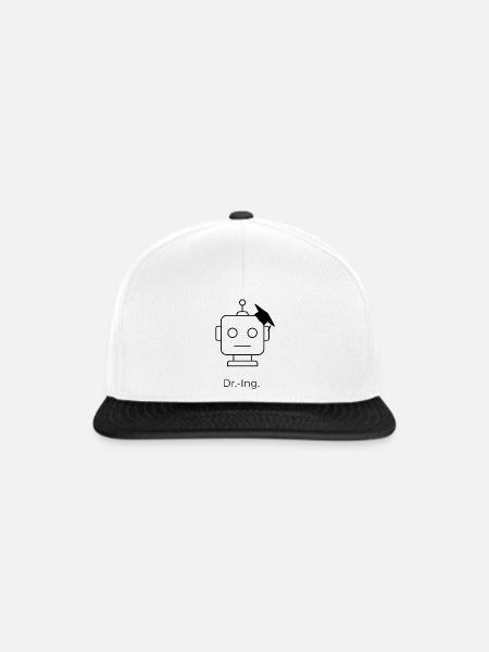 Dr.-Ing. Roboterkopf - Snapback Cap - Weiß/Schwarz