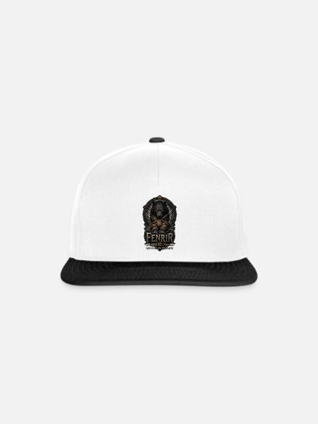 Fenrir Wolf Ragnarök Emblem - Snapback Cap - Weiß/Schwarz