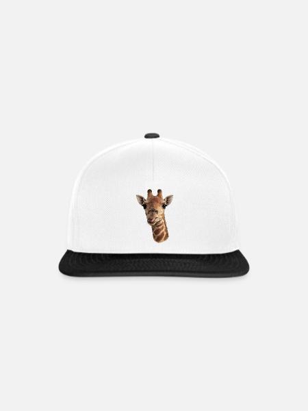 Giraffenkopf mit Zunge - Nahaufnahme - Snapback Cap - Weiß/Schwarz